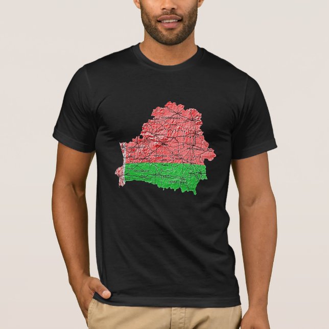 Camiseta Mapa da Bandeira da Bielorrússia (Frente)