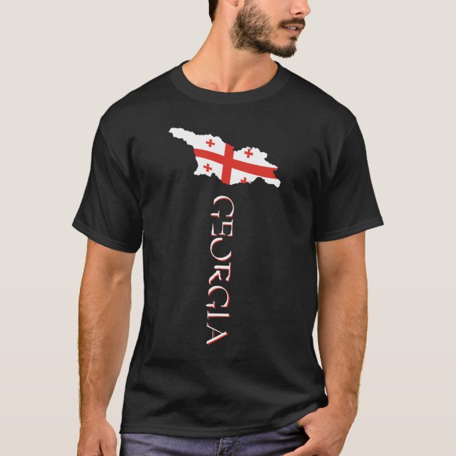 Camiseta Mapa da Bandeira da Geórgia  (Frente)