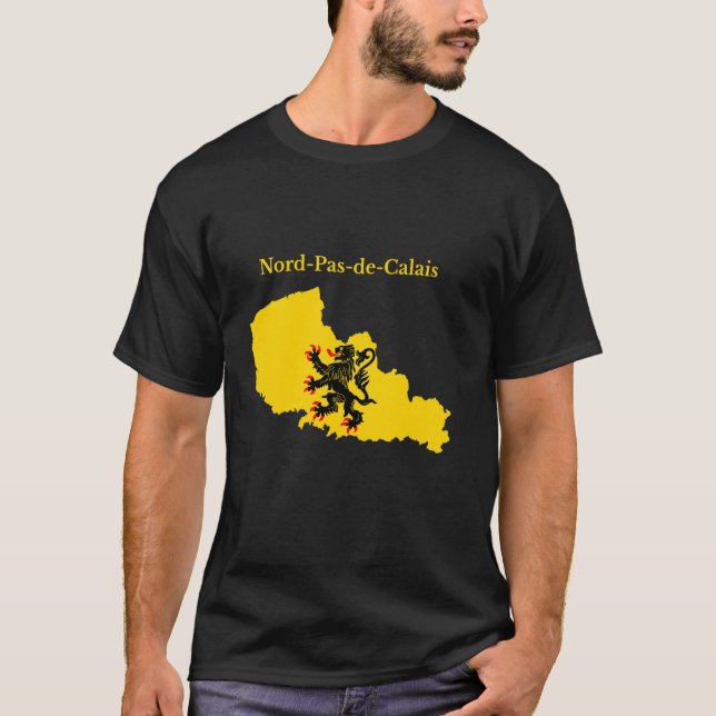 Camiseta Mapa da bandeira da Nord-Pas-de-Calais, região fra (Frente)