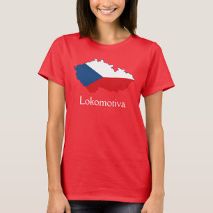 Camiseta Mapa da bandeira da República Checa Lokomotiva T-