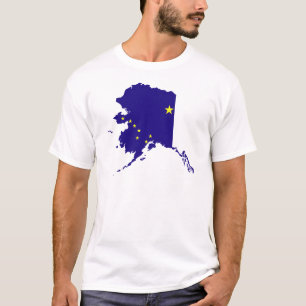Camiseta Mapa da bandeira de Alaska