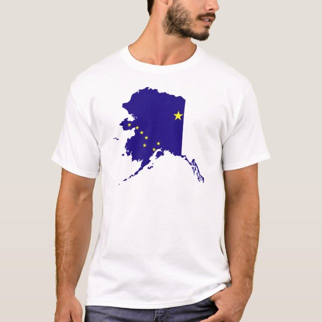 Camiseta Mapa da bandeira de Alaska (Frente)