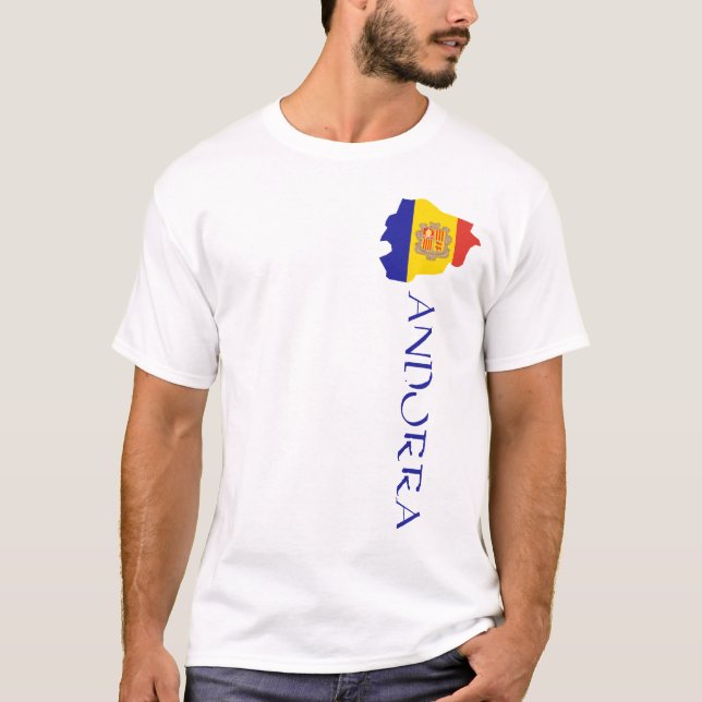 Camiseta Mapa da Bandeira de Andorra (Frente)