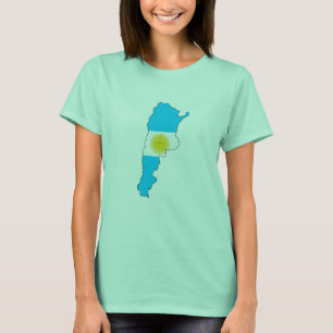 Camiseta Mapa da bandeira de Argentina