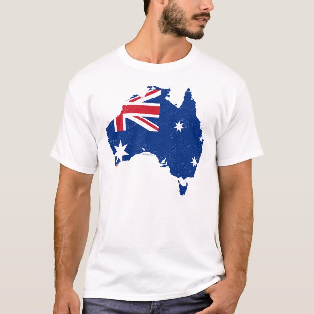 Camiseta Mapa da bandeira de Austrália (Frente)
