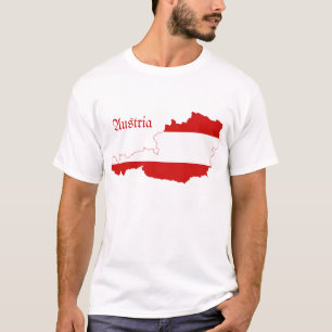 Camiseta Mapa da bandeira de Áustria
