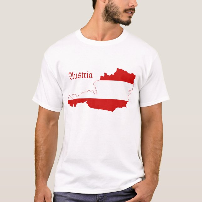 Camiseta Mapa da bandeira de Áustria (Frente)