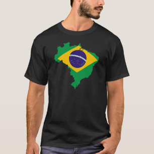 Camiseta mapa da bandeira de Brasil