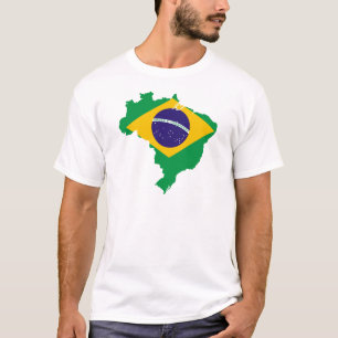 Camiseta mapa da bandeira de Brasil
