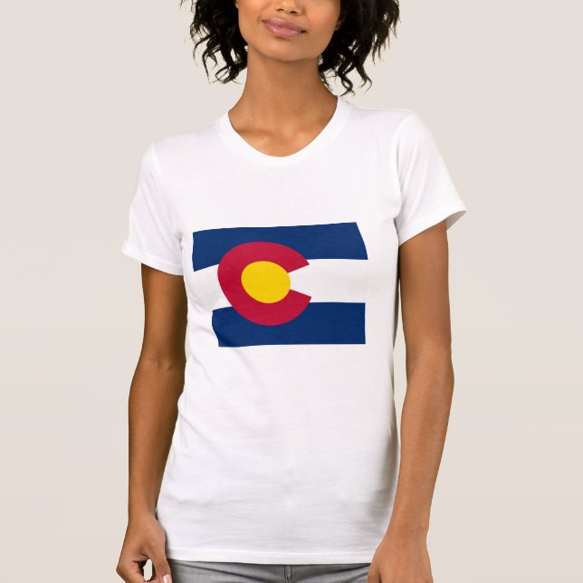 Camiseta Mapa da bandeira de Colorado (Frente)