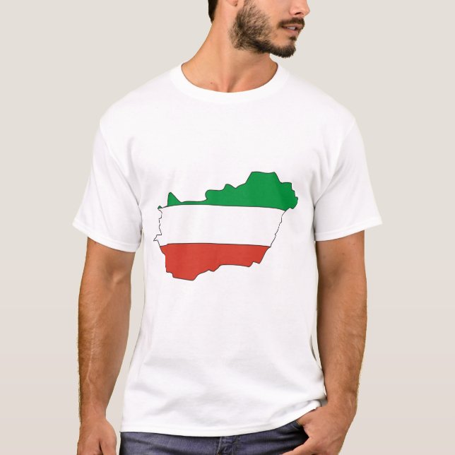 Camiseta Mapa da bandeira de Hungria (Frente)