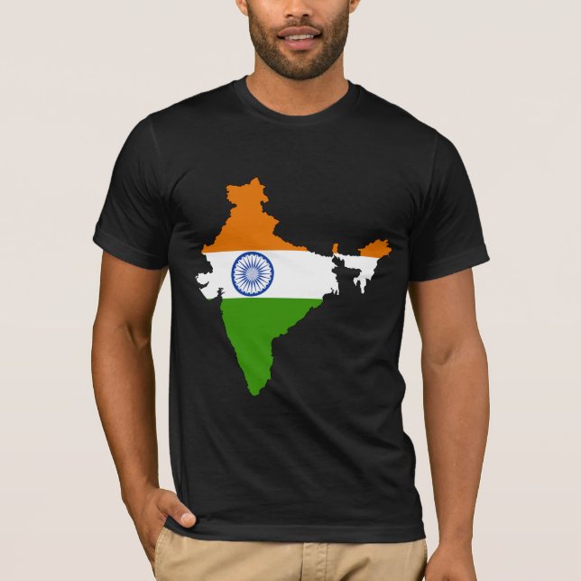 Camiseta Mapa da bandeira de India sem redução (Frente)