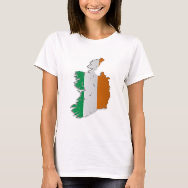 Camiseta Mapa da bandeira de Ireland (Frente)