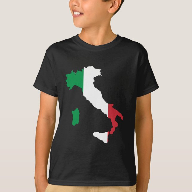 Camiseta Mapa da bandeira de Italia (Frente)