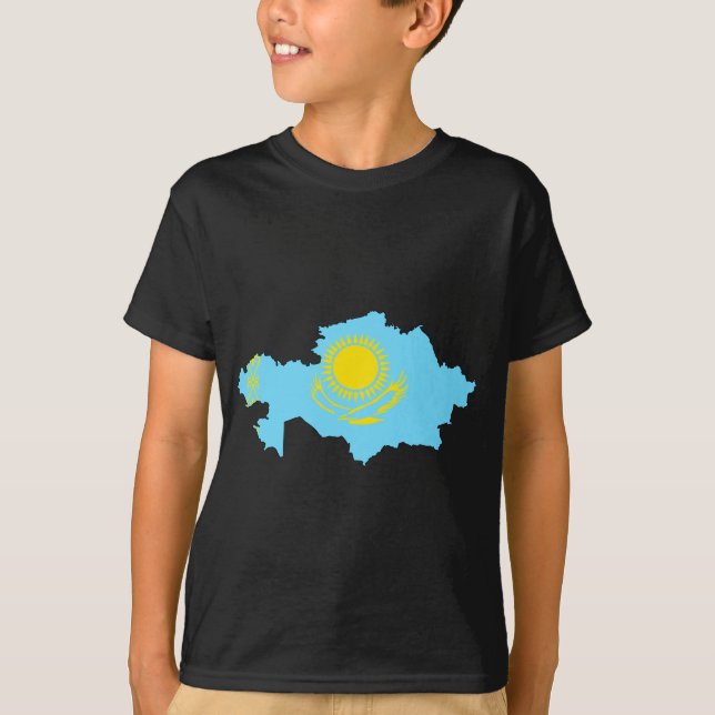 Camiseta Mapa da bandeira de Kazakhstan (Frente)