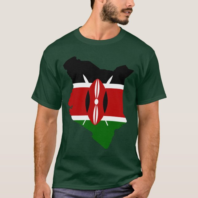 Camiseta Mapa da bandeira de Kenya (Frente)