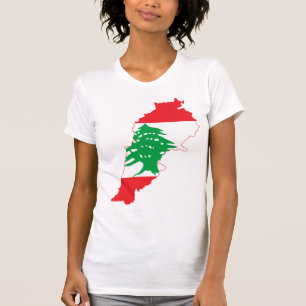 Camiseta Mapa da bandeira de Líbano das LETRAS GRANDES