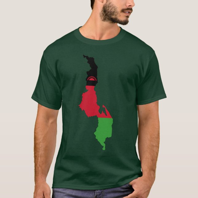 Camiseta Mapa da bandeira de Malawi (Frente)