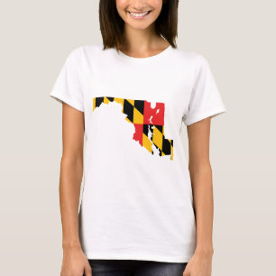 Camiseta Mapa da bandeira de Maryland