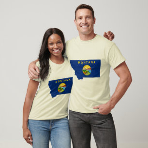 Camiseta Mapa da bandeira de Montana