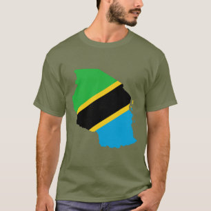 Camiseta Mapa da bandeira de Tanzânia