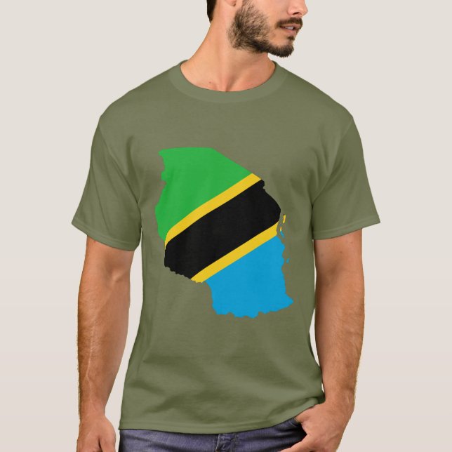 Camiseta Mapa da bandeira de Tanzânia (Frente)