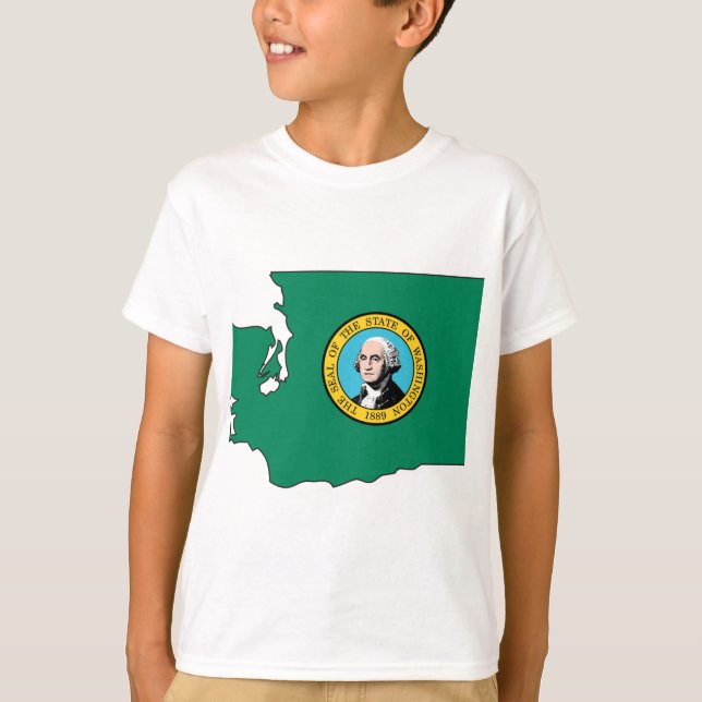 Camiseta Mapa da bandeira de Washington (Frente)