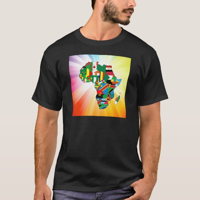 Camiseta Mapa da Bandeira do Continente Africano 2 (Frente)