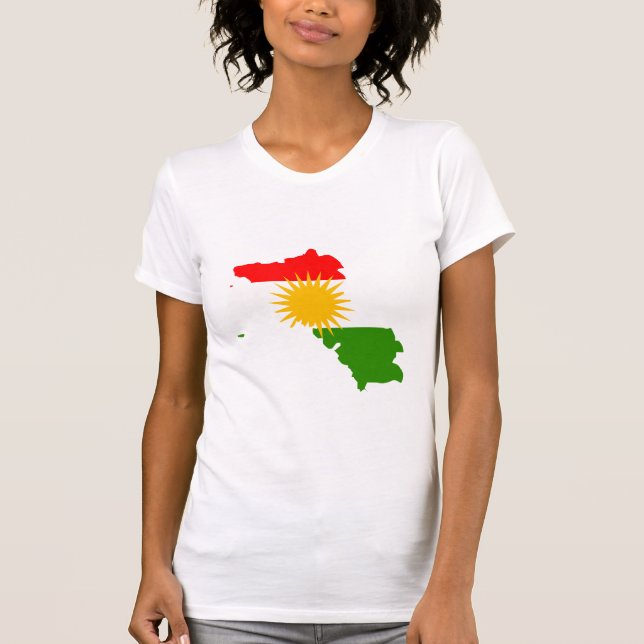 Camiseta Mapa da bandeira do Curdistão sem redução (Frente)