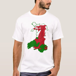 Camiseta Mapa da bandeira do País de Gales