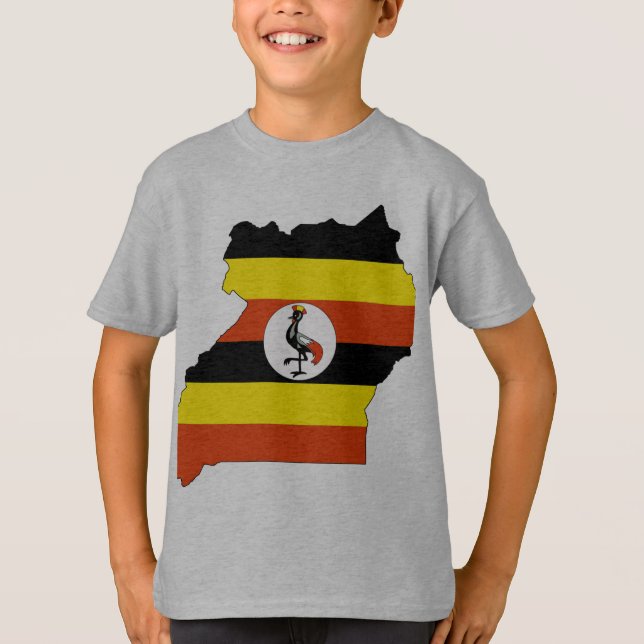 Camiseta Mapa da bandeira do Uganda (Frente)