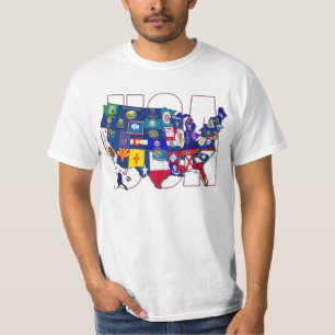 Camiseta Mapa da bandeira dos Estados Unidos dos EUA da