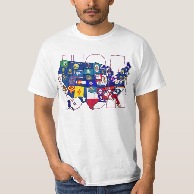 Camiseta Mapa da bandeira dos Estados Unidos dos EUA da (Frente)
