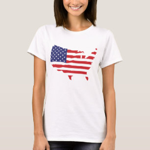 Camiseta Mapa da bandeira dos EUA