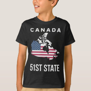 Camiseta Mapa da bandeira dos EUA Canadá 51º Estado