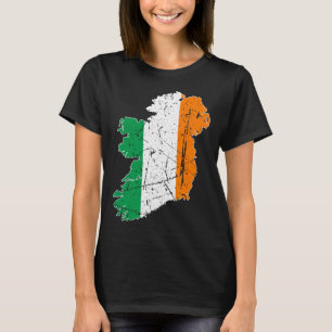 Camiseta Mapa da Bandeira Irlandesa Lembrança Envelhecido I
