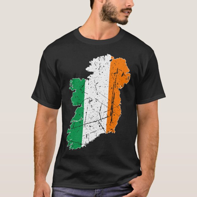 Camiseta Mapa da bandeira irlandesa Souvenir afligiu adulto (Frente)