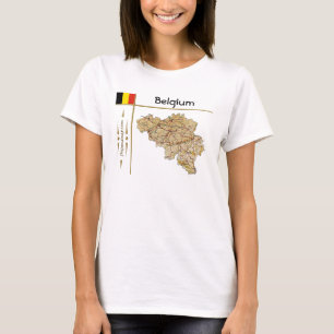 Camiseta Mapa da Bélgica + Bandeira + Título