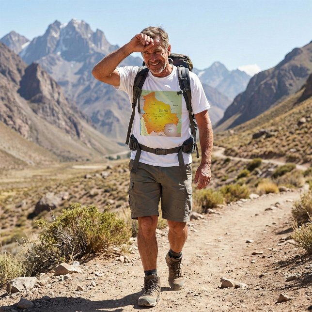 Camiseta Mapa da Bolívia com Cidades e Fronteiras (Criador carregado)