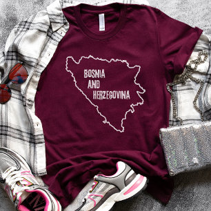 Camiseta Mapa da Bósnia e Herzegovina - Linha do País Camis