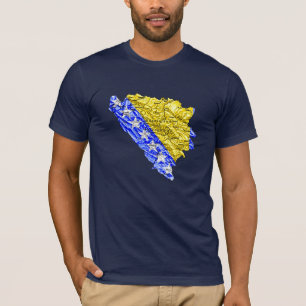 Camiseta Mapa da Bósnia Herzegovina Cores da Bande