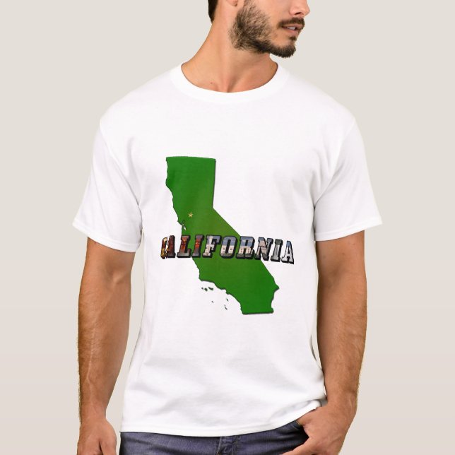 Camiseta Mapa da Califórnia e texto de imagem (Frente)