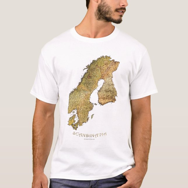 Camiseta Mapa da Cartografia Escandinávia (Frente)