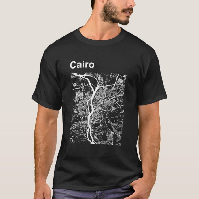 Camiseta Mapa da Cidade Clássica do Cairo Egito (Frente)