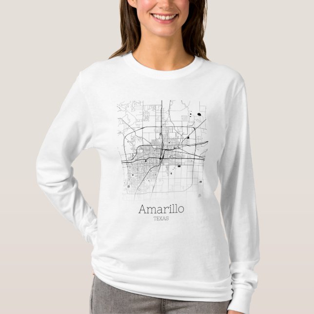 Camiseta Mapa da Cidade de Amarillo (Frente)