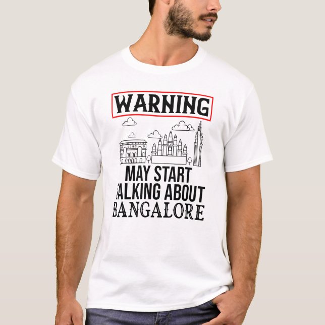 Camiseta Mapa da Cidade de Bangalore, Índia, no Skyline Via (Frente)