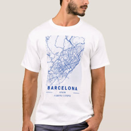 Camiseta Mapa da cidade de Barcelona Azul