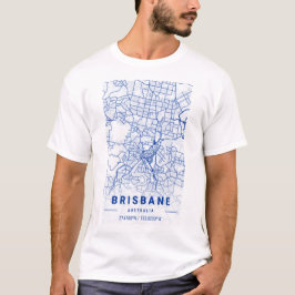 Camiseta Mapa da Cidade de Brisbane Tom Azul