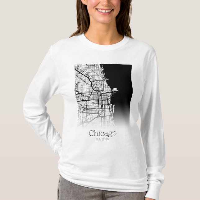 Camiseta Mapa da cidade de Chicago (Frente)
