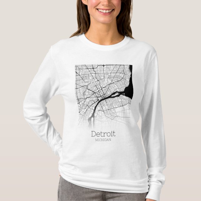 Camiseta Mapa da Cidade de Detroit (Frente)